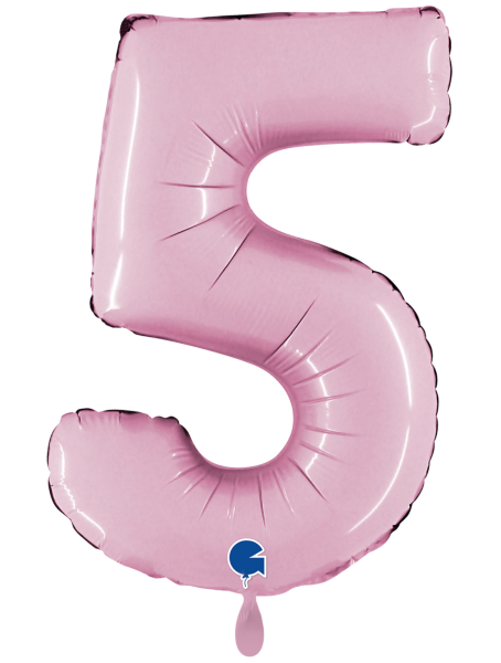 Folienballon - Zahl 5: Pastellrosa - ø 102cm